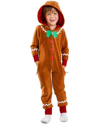 Cusghjbsg Weihnachtliches Cosplay-Kostüm für Herren und Damen, Lebkuchen-Kostüm, langärmelig, Reißverschluss, Kapuzenanzug, Erwachsene, Party, Rollenspiel, Strampler, Loungewear (Braun, Kinder A, 3–4 Cusghjbsg Weihnachtliches Cosplay-Kostüm für Herren und Damen, Lebkuchen-Kostüm, langärmelig, Reißverschluss, Kapuzenanzug, Erwachsene, Party, Rollenspiel, Strampler, Loungewear (Braun, Kinder A, 3–4 von Cusghjbsg