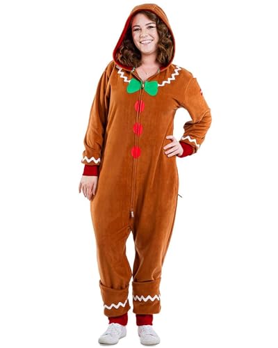 Cusghjbsg Weihnachtliches Cosplay-Kostüm für Herren und Damen, Lebkuchen-Kostüm, langärmelig, Reißverschluss, mit Kapuze, Overall für Erwachsene, Party, Rollenspiel, Loungewear (Braun, Damen, A, L) Cusghjbsg Weihnachtliches Cosplay-Kostüm für Herren und Damen, Lebkuchen-Kostüm, langärmelig, Reißverschluss, mit Kapuze, Overall für Erwachsene, Party, Rollenspiel, Loungewear (Braun, Damen, A, L) von Cusghjbsg