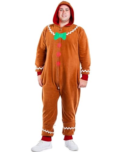Cusghjbsg Weihnachtliches Cosplay-Kostüm für Herren und Damen, Lebkuchen-Kostüm, langärmelig, Reißverschluss, mit Kapuze, Overall für Erwachsene, Party, Rollenspiel, Loungewear (Braun, Herren, A, XL) Cusghjbsg Weihnachtliches Cosplay-Kostüm für Herren und Damen, Lebkuchen-Kostüm, langärmelig, Reißverschluss, mit Kapuze, Overall für Erwachsene, Party, Rollenspiel, Loungewear (Braun, Herren, A, XL) von Cusghjbsg