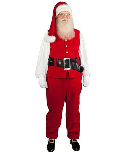 Herren-Kostüm-Set, Weihnachtsmann-Kostüm, Samt, Cosplay, Outfit, Motto-Party, Bühnenshow, Rollenspiel-Kostüm mit Gürtel und Hüten (Rot E, XXXL) von Cusghjbsg