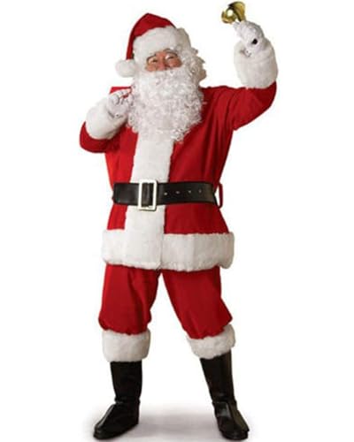 Herren-Kostüm-Set, Weihnachtsmann-Kostüm, Samt, Cosplay, Outfit, Motto-Party, Bühnenshow, Rollenspiel-Kostüm mit Gürtel und Hüten (rot C, L) von Cusghjbsg