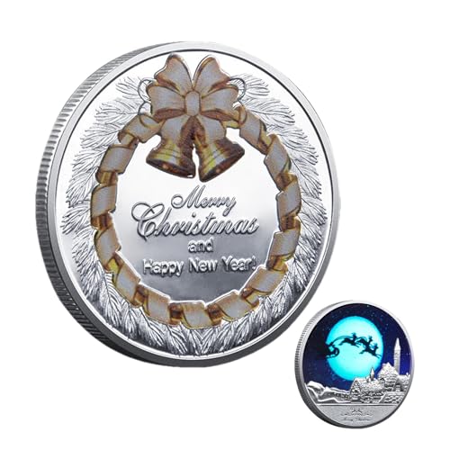 Cushangty Glow Christmas Coin,Weihnachts-Gedenkmünze,Münzsammlung Elchmünze Sammlermünze - Im Dunkeln leuchtende Elch-Metallabzeichen-Gedenkmünze, Partygeschenke, Münz-Souvenir Cushangty Glow Christmas Coin,Weihnachts-Gedenkmünze,Münzsammlung Elchmünze Sammlermünze - Im Dunkeln leuchtende Elch-Metallabzeichen-Gedenkmünze, Partygeschenke, Münz-Souvenir von Cushangty