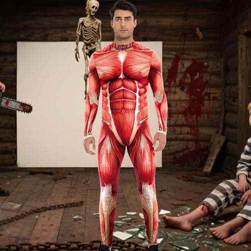 Cushangty Muskel Body Suit Kostüm | Enger Muskel Druck Halloween Overall Erwachsene,Rollenspiel Vollkörperanzug für Mottopartys Bühnenshows Cushangty Muskel Body Suit Kostüm | Enger Muskel Druck Halloween Overall Erwachsene,Rollenspiel Vollkörperanzug für Mottopartys Bühnenshows von Cushangty