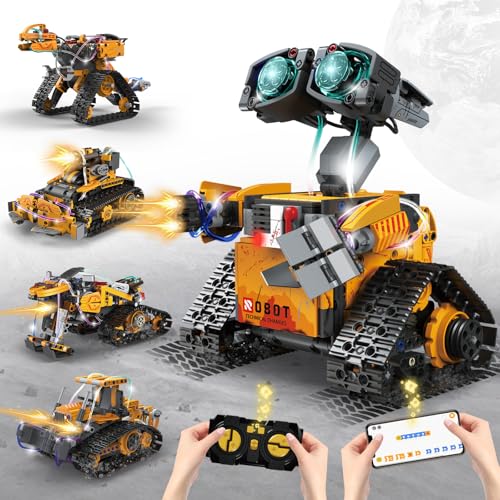 Custoduy STEM Roboter-Bauset für Kinder – 5-in-1 ferngesteuertes und App-gesteuertes Wandrobotik-Set, Spielzeug, Ingenieur-Codierungsroboter-Bauset für Jungen und Mädchen, Alter 6 7 8 9 10 11 12 + von Custoduy