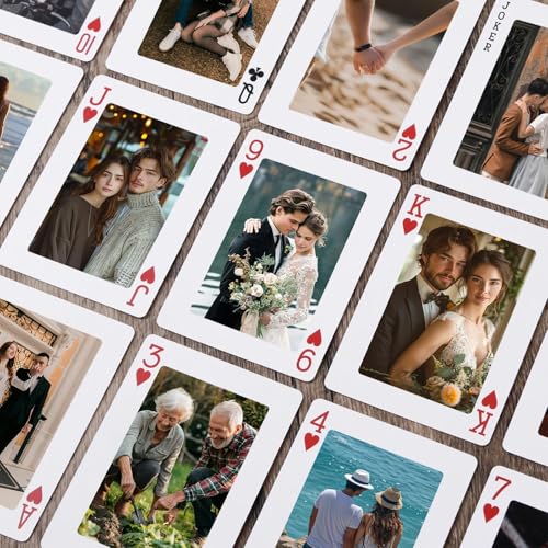 Individuelle Foto-Spielkarten, personalisierte Fotoalbum-Alternative, Spielkartendecks, einzigartige Familienparty-Geschenke, Hochzeits-Pokerkarten, Fotogeschenk, personalisierte Geschenke für Paare von Custom System
