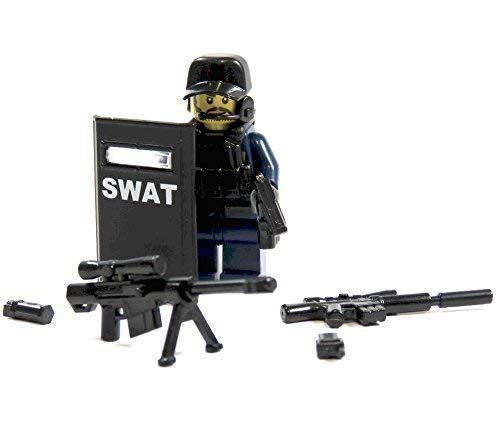 Polizei Minifigur mit Swat Schild aus Lego© und Custom Teile und Zubehör von CustomFigur