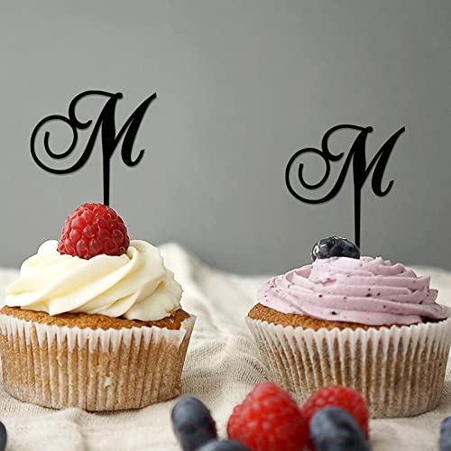 Cupcake-Topper, Monogramm, Buchstabe M, Initiale, Nachname, Lorbeerkranz, rustikal, für Hochzeit, Verlobung, Party, Dekoration, wiederverwendbar, personalisierbar, 26 Buchstaben, Hochzeitsgeschenk, 6 Cupcake-Topper, Monogramm, Buchstabe M, Initiale, Nachname, Lorbeerkranz, rustikal, für Hochzeit, Verlobung, Party, Dekoration, wiederverwendbar, personalisierbar, 26 Buchstaben, Hochzeitsgeschenk, 6 von CustonCares