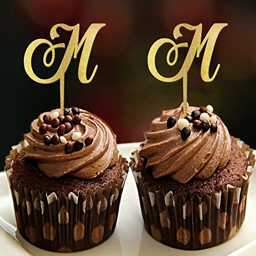 Cupcake-Topper, Monogramm, Buchstabe M, Initiale, Nachname für Hochzeit, Brautparty, Partyzubehör, Landgeweih, Pfeil, Blume, Rose, personalisierbar, 26 Buchstaben, Junggesellinnenabschied, Geschenk, 6 Cupcake-Topper, Monogramm, Buchstabe M, Initiale, Nachname für Hochzeit, Brautparty, Partyzubehör, Landgeweih, Pfeil, Blume, Rose, personalisierbar, 26 Buchstaben, Junggesellinnenabschied, Geschenk, 6 von CustonCares