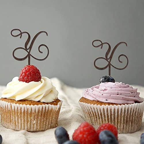 Cupcake-Topper, Monogramm, Buchstabe Y, für Hochzeit, Verlobung, Kuchendekoration, rustikal, wiederverwendbar, botanischer Kranz, personalisierbar, 26 Buchstaben, Brautparty, Geschenke, 6 Stück Cupcake-Topper, Monogramm, Buchstabe Y, für Hochzeit, Verlobung, Kuchendekoration, rustikal, wiederverwendbar, botanischer Kranz, personalisierbar, 26 Buchstaben, Brautparty, Geschenke, 6 Stück von CustonCares