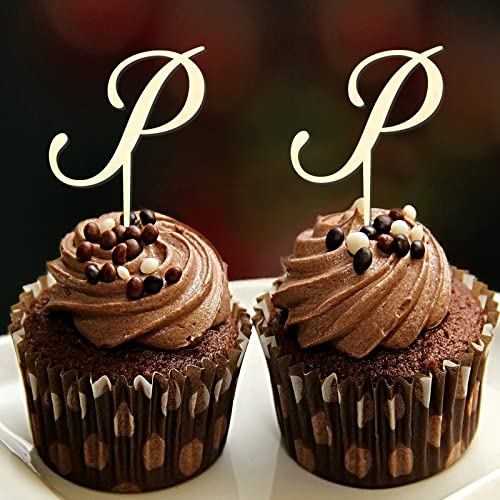 Cupcake-Topper mit Monogramm-Buchstabe P, Initiale, Einzelbuchstabe, Name für Hochzeit, Brautparty, Party-Dekorationen, rustikal, wiederverwendbar, Blumenkranz, personalisierbar, 26 Buchstaben Cupcake-Topper mit Monogramm-Buchstabe P, Initiale, Einzelbuchstabe, Name für Hochzeit, Brautparty, Party-Dekorationen, rustikal, wiederverwendbar, Blumenkranz, personalisierbar, 26 Buchstaben von CustonCares