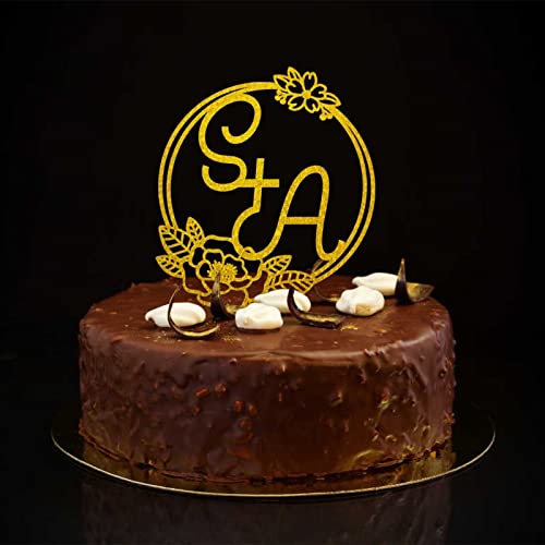 Glitzernde goldene 2 Buchstaben S&A Hochzeitstortenaufsatz, Initialen, Monogramme, Blumenkranz, individuelle Namen für Braut und Bräutigam, romantische Hochzeitstortenaufsätze, Hochzeitstag, Party Glitzernde goldene 2 Buchstaben S&A Hochzeitstortenaufsatz, Initialen, Monogramme, Blumenkranz, individuelle Namen für Braut und Bräutigam, romantische Hochzeitstortenaufsätze, Hochzeitstag, Party von CustonCares