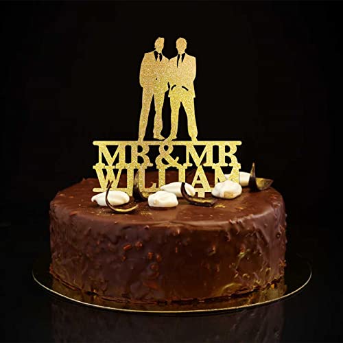 Hochzeitstortenaufsätze für schwule Paare, Silhouette, Liebe, zwei Männer, Hochzeit, Verlobung, Party, Dekoration, personalisierbar, Name, Datum, Gay-Paar, Geschenke, Glitzer, Gold, 15,2 cm Hochzeitstortenaufsätze für schwule Paare, Silhouette, Liebe, zwei Männer, Hochzeit, Verlobung, Party, Dekoration, personalisierbar, Name, Datum, Gay-Paar, Geschenke, Glitzer, Gold, 15,2 cm von CustonCares