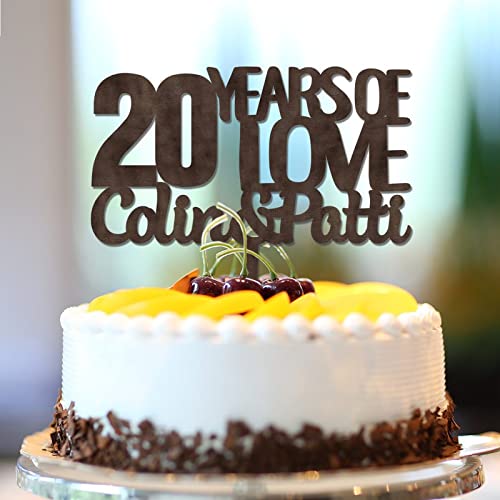 Kuchendekoration zum 20. Hochzeitstag, 20 Jahre Liebe, personalisierbar, Strand, 20. Jahrestag, Feier, Party, Jahrestag, Hochzeit, Geschenke für Ehemann/Ehefrau, braunes Holz Kuchendekoration zum 20. Hochzeitstag, 20 Jahre Liebe, personalisierbar, Strand, 20. Jahrestag, Feier, Party, Jahrestag, Hochzeit, Geschenke für Ehemann/Ehefrau, braunes Holz von CustonCares
