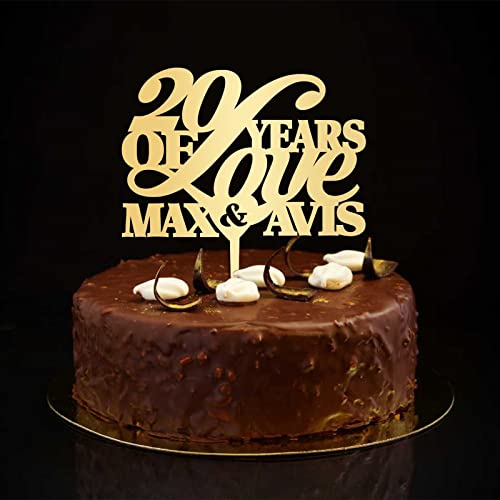 Kuchendekoration zum 20. Hochzeitstag, 20 Jahre geliebt, personalisierbar, goldfarben, Strand, Party, Hochzeit, Geschenke für Ehemann/Ehefrau, 15,2 cm Kuchendekoration zum 20. Hochzeitstag, 20 Jahre geliebt, personalisierbar, goldfarben, Strand, Party, Hochzeit, Geschenke für Ehemann/Ehefrau, 15,2 cm von CustonCares
