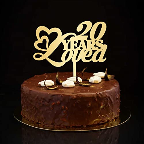 Kuchendekoration zum 20. Hochzeitstag, personalisierbar, goldfarben, 20. Jahrestag, Partygeschenke, Jahrestag, Hochzeit, Geschenke für Ehemann/Ehefrau, 15,2 cm Kuchendekoration zum 20. Hochzeitstag, personalisierbar, goldfarben, 20. Jahrestag, Partygeschenke, Jahrestag, Hochzeit, Geschenke für Ehemann/Ehefrau, 15,2 cm von CustonCares