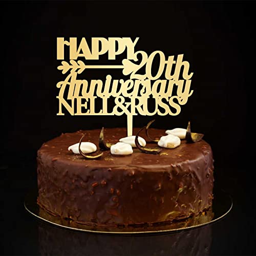 Kuchendekoration zum 20. Hochzeitstag, personalisierbar, romantisch, Partyzubehör, Jahrestag, Hochzeit, Geschenke für Freund/Freundin, 15,2 cm, goldfarben Kuchendekoration zum 20. Hochzeitstag, personalisierbar, romantisch, Partyzubehör, Jahrestag, Hochzeit, Geschenke für Freund/Freundin, 15,2 cm, goldfarben von CustonCares