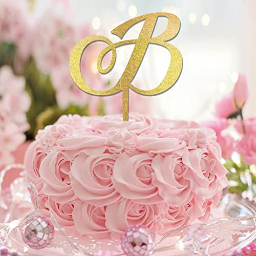 Monogramm B Tortenaufsatz, Initialbuchstabe, Name für Hochzeitstag, Partyzubehör, Kranz, Blumenmuster, Retro, wiederverwendbar, Brautparty, Geschenke für Babys, Jungen, Mädchen, Glitzer, Gold Monogramm B Tortenaufsatz, Initialbuchstabe, Name für Hochzeitstag, Partyzubehör, Kranz, Blumenmuster, Retro, wiederverwendbar, Brautparty, Geschenke für Babys, Jungen, Mädchen, Glitzer, Gold von CustonCares