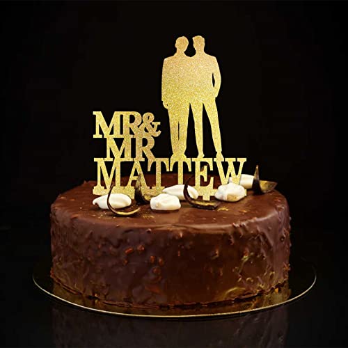 Mr & Mr Tortenaufsatz für männliches Paar, Silhouette, zwei Ehemänner, Hochzeit, Party, Gastgeschenke, personalisierbare Paare, Namen, Datum, schwules Paar, Geschenke, Glitzer, Gold Mr & Mr Tortenaufsatz für männliches Paar, Silhouette, zwei Ehemänner, Hochzeit, Party, Gastgeschenke, personalisierbare Paare, Namen, Datum, schwules Paar, Geschenke, Glitzer, Gold von CustonCares