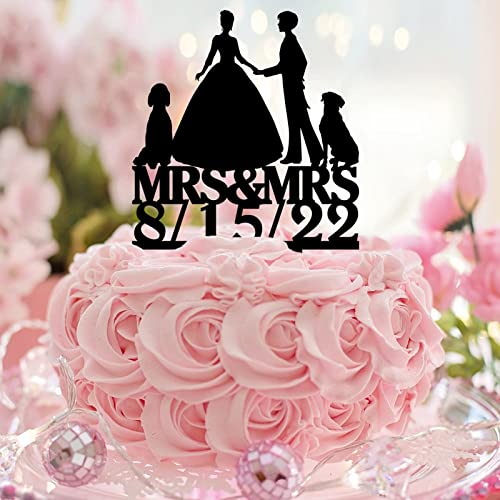Mrs & Mrs Hochzeitstortenaufsatz mit Hund und Katze, personalisierter Name, Datum, Silhouette, zwei Bräute, Tortenaufsatz, Romantik, LGBT, Hochzeitstag, Party-Dekoration, Frauen, Hochzeitsgeschenke Mrs & Mrs Hochzeitstortenaufsatz mit Hund und Katze, personalisierter Name, Datum, Silhouette, zwei Bräute, Tortenaufsatz, Romantik, LGBT, Hochzeitstag, Party-Dekoration, Frauen, Hochzeitsgeschenke von CustonCares