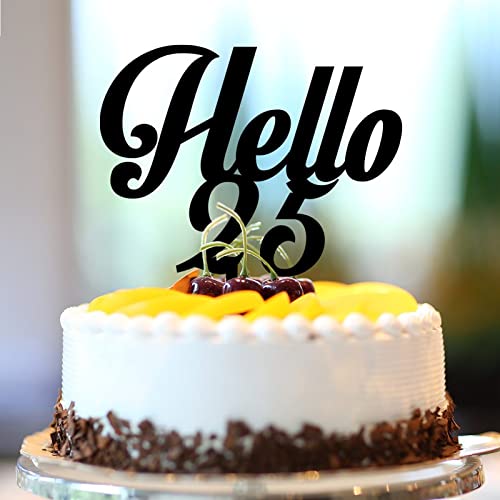 Party-Dekoration zum 25. Geburtstag, Aufschrift Hello 25, personalisierbar, für jedes Alter und 25. Jahrestag, Geburtstag, Geschenk für Männer und Frauen, Acryl, Schwarz von CustonCares