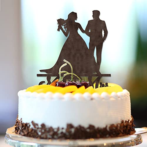 Rustikale Kuchendekoration "Mr & Mrs", personalisierbar, Nachname, Datum, Silhouette, Braut und Bräutigam, Kuchendekoration für Hochzeitstag, Party, Dekoration, Hochzeitsgeschenke für Paare, braunes Rustikale Kuchendekoration "Mr & Mrs", personalisierbar, Nachname, Datum, Silhouette, Braut und Bräutigam, Kuchendekoration für Hochzeitstag, Party, Dekoration, Hochzeitsgeschenke für Paare, braunes von CustonCares