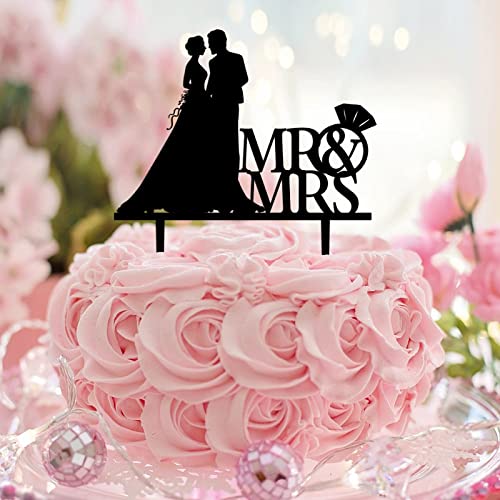 Rustikale Tortenaufsatz, Motiv: Herr und Frau im Landhausstil, für Hochzeit, Verlobung, Party, Verlobung, Geschenke, für Paare, Acryl, Schwarz Rustikale Tortenaufsatz, Motiv: Herr und Frau im Landhausstil, für Hochzeit, Verlobung, Party, Verlobung, Geschenke, für Paare, Acryl, Schwarz von CustonCares