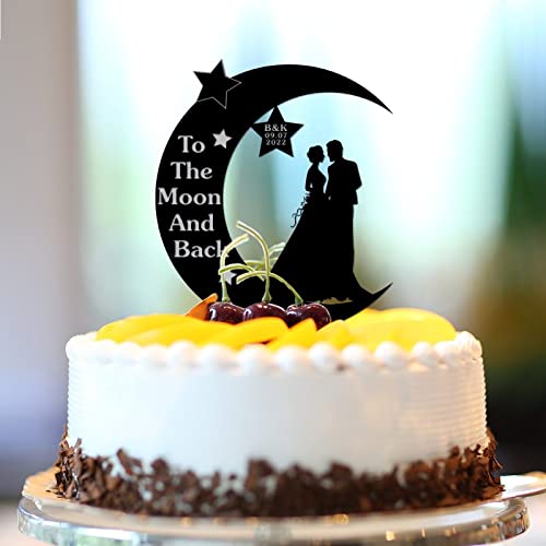 Tortenaufsätze mit Aufschrift "To The Moon And Back", "Mr & Mrs", personalisierbar, Familienname, Datum, Silhouette, Landhausstil, Brautpaar, Kuchendekoration für Hochzeit, Jahrestag, Party Tortenaufsätze mit Aufschrift "To The Moon And Back", "Mr & Mrs", personalisierbar, Familienname, Datum, Silhouette, Landhausstil, Brautpaar, Kuchendekoration für Hochzeit, Jahrestag, Party von CustonCares
