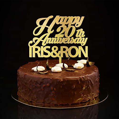 Tortenaufsatz "Happy 20th Anniversary", personalisierbar, glitzernd, goldfarben, Retro-Stil, 20. Hochzeitstag, Partyzubehör, Jahrestag, Hochzeitsgeschenke für Sie und Ihn Tortenaufsatz "Happy 20th Anniversary", personalisierbar, glitzernd, goldfarben, Retro-Stil, 20. Hochzeitstag, Partyzubehör, Jahrestag, Hochzeitsgeschenke für Sie und Ihn von CustonCares