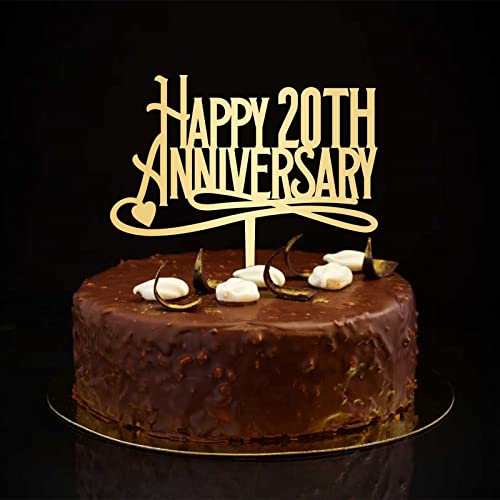 Tortenaufsatz "Happy 20th Anniversary", personalisierbar, goldfarben, Retro-Stil, 20. Hochzeitstag, Party-Dekoration, Hochzeitsgeschenke für Paare, 15,2 cm Tortenaufsatz "Happy 20th Anniversary", personalisierbar, goldfarben, Retro-Stil, 20. Hochzeitstag, Party-Dekoration, Hochzeitsgeschenke für Paare, 15,2 cm von CustonCares