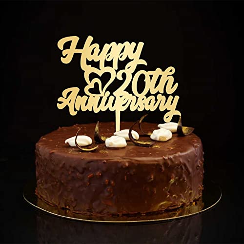 Tortenaufsatz "Happy 20th Anniversary", personalisierbar, romantisch, 20. Hochzeitstag, Partygeschenk, Jahrestag, Hochzeit, Geschenke für Sie und Ihn, Gold, 15,2 cm Tortenaufsatz "Happy 20th Anniversary", personalisierbar, romantisch, 20. Hochzeitstag, Partygeschenk, Jahrestag, Hochzeit, Geschenke für Sie und Ihn, Gold, 15,2 cm von CustonCares