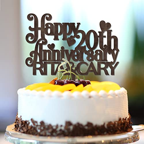 Tortenaufsatz "Happy 20th Anniversary" zum 20. Hochzeitstag, Kuchendekoration, individuell, elegant, Partyzubehör, Hochzeitsgeschenke für Paare, braunes Holz Tortenaufsatz "Happy 20th Anniversary" zum 20. Hochzeitstag, Kuchendekoration, individuell, elegant, Partyzubehör, Hochzeitsgeschenke für Paare, braunes Holz von CustonCares