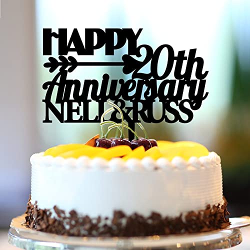 Tortenaufsatz "Happy 20th Anniversary" zum 20. Hochzeitstag, personalisierbar, romantische Dekoration zum 20. Jahrestag, Hochzeitsgeschenke für Ehemann/Ehefrau, Acryl, Schwarz Tortenaufsatz "Happy 20th Anniversary" zum 20. Hochzeitstag, personalisierbar, romantische Dekoration zum 20. Jahrestag, Hochzeitsgeschenke für Ehemann/Ehefrau, Acryl, Schwarz von CustonCares