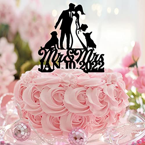 Tortenaufsatz "Mr and Mrs", Acryl, schwarze Silhouette mit Hund und Katze, personalisierbar, Familiennamen, Datum, romantisch, Braut und Bräutigam, Kuchenaufsatz für Verlobung, zukünftige Braut Tortenaufsatz "Mr and Mrs", Acryl, schwarze Silhouette mit Hund und Katze, personalisierbar, Familiennamen, Datum, romantisch, Braut und Bräutigam, Kuchenaufsatz für Verlobung, zukünftige Braut von CustonCares