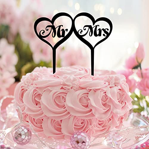 Tortenaufsatz "Mr and Mrs", Silhouette, Acryl, schwarz, Brautpaar für Hochzeit, Brautparty, Kuchendekoration, Hochzeitsgeschenke für Paare von CustonCares