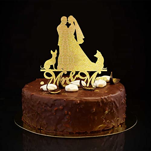Tortenaufsatz "Mr and Mrs", personalisierbar, Familienname, Datum, Silhouette mit Hund, Katze, rustikale Braut- und Bräutigam-Kuchenaufsätze für Hochzeitstag, Party, Dekoration Tortenaufsatz "Mr and Mrs", personalisierbar, Familienname, Datum, Silhouette mit Hund, Katze, rustikale Braut- und Bräutigam-Kuchenaufsätze für Hochzeitstag, Party, Dekoration von CustonCares