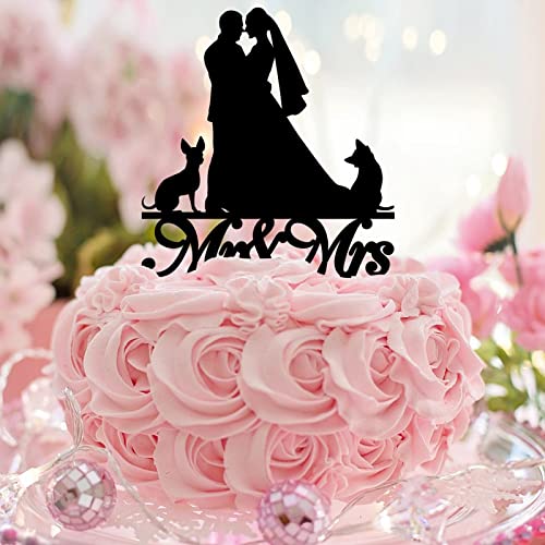Tortenaufsatz "Mr and Mrs", personalisierbar mit Hund und Katze, rustikale Silhouette "Mr & Mrs", Tortenaufsatz für Hochzeit, Brautparty, Party, Gastgeschenke, Brautparty, Geschenk, Acryl, Schwarz von CustonCares