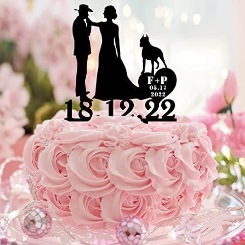 Tortenaufsatz "Mr and Mrs", rustikal, für Hochzeit, Verlobung, Acryl, schwarze Silhouette mit Hund, Katze, personalisierter Name, Datum, rustikale Braut- und Bräutigam-Topper für Hochzeit, Verlobung Tortenaufsatz "Mr and Mrs", rustikal, für Hochzeit, Verlobung, Acryl, schwarze Silhouette mit Hund, Katze, personalisierter Name, Datum, rustikale Braut- und Bräutigam-Topper für Hochzeit, Verlobung von CustonCares
