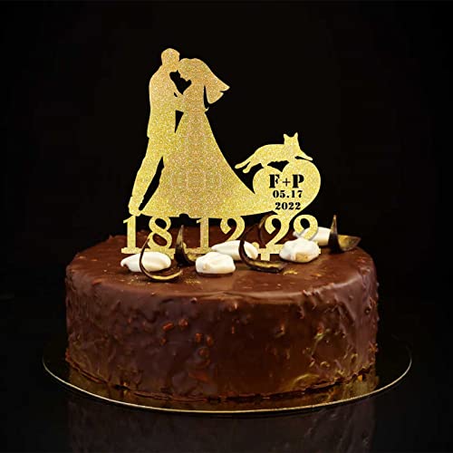 Tortenaufsatz "Mr & Mrs", personalisierbar, Familienname, Est Datum, Silhouette mit Hund, Katze, elegante Braut- und Bräutigam-Kuchendekoration für Hochzeit, Jahrestag, Party, Gastgeschenke Tortenaufsatz "Mr & Mrs", personalisierbar, Familienname, Est Datum, Silhouette mit Hund, Katze, elegante Braut- und Bräutigam-Kuchendekoration für Hochzeit, Jahrestag, Party, Gastgeschenke von CustonCares