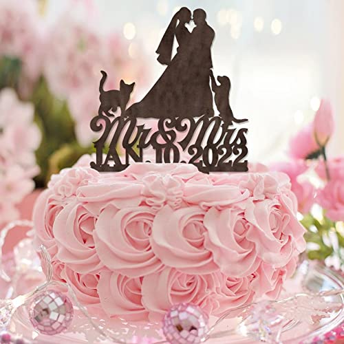 Tortenaufsatz "Mr & Mrs", personalisierbar, Familienname, mit Hund, Katze, lustiger Braut- und Bräutigam-Topper für Verlobung, Brautparty, Geschenke für Sie und Ihn, Holz Tortenaufsatz "Mr & Mrs", personalisierbar, Familienname, mit Hund, Katze, lustiger Braut- und Bräutigam-Topper für Verlobung, Brautparty, Geschenke für Sie und Ihn, Holz von CustonCares