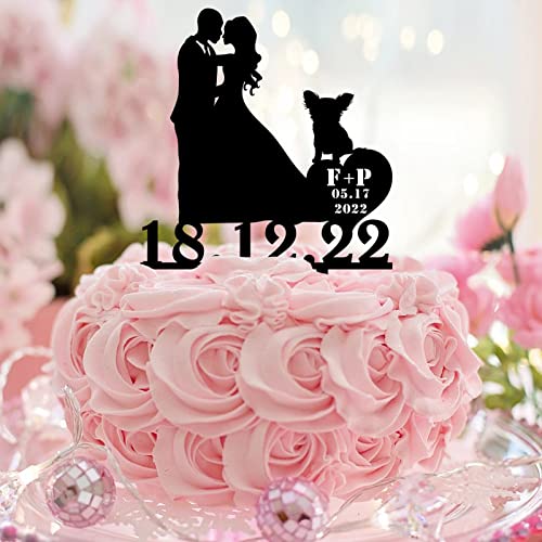 Tortenaufsatz aus Acryl, Motiv: Herr und Mrs, rustikale Hochzeits- und Verlobungsdekoration, personalisierbarer Name, Datum, Silhouette mit Hund, Katze, rustikale Brautpaardekoration für Verlobungen Tortenaufsatz aus Acryl, Motiv: Herr und Mrs, rustikale Hochzeits- und Verlobungsdekoration, personalisierbarer Name, Datum, Silhouette mit Hund, Katze, rustikale Brautpaardekoration für Verlobungen von CustonCares