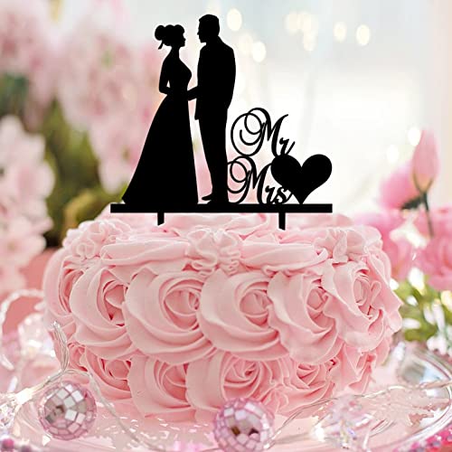 Tortenaufsatz für Braut und Bräutigam, rustikale Hochzeits- und Verlobungs-Kuchendekoration, Silhouette, lustig, personalisierbar, für Hochzeit, Brautparty, Party-Dekoration, Brautparty, Geschenke von CustonCares
