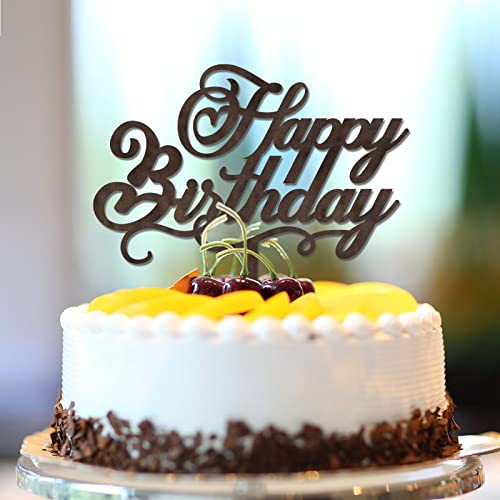 Tortenaufsatz für Geburtstag, Braun, Holz-Kuchenaufsatz, "Happy Birthday", Dekoration, personalisierter Name, jedes Alter, Zahl, Jahrestag, Geburtstagsgeschenk für Familie und Freunde Tortenaufsatz für Geburtstag, Braun, Holz-Kuchenaufsatz, "Happy Birthday", Dekoration, personalisierter Name, jedes Alter, Zahl, Jahrestag, Geburtstagsgeschenk für Familie und Freunde von CustonCares