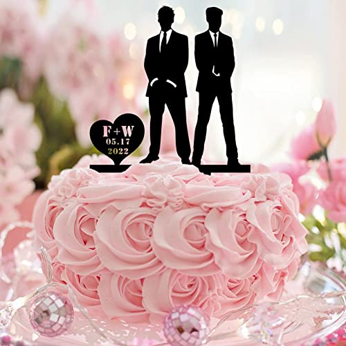 Tortenaufsatz für Schwule Hochzeit, Acryl, schwarz, rustikal, männliches Paar, Kuchendekoration, Silhouette, Liebe, zwei Männer, Hochzeitsdekorationen, personalisierbar, Familienname, Datum Tortenaufsatz für Schwule Hochzeit, Acryl, schwarz, rustikal, männliches Paar, Kuchendekoration, Silhouette, Liebe, zwei Männer, Hochzeitsdekorationen, personalisierbar, Familienname, Datum von CustonCares