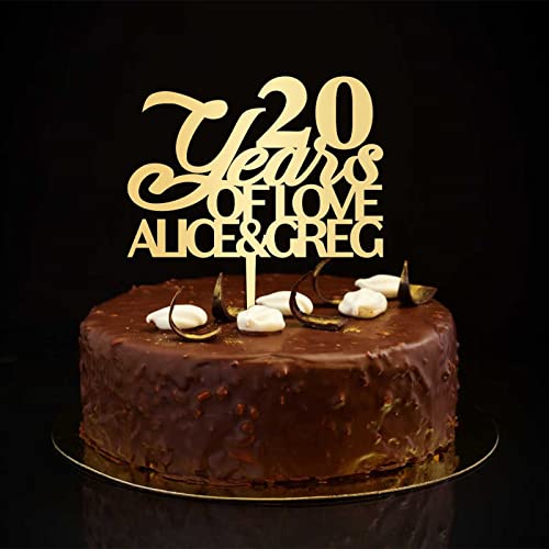 Tortenaufsatz mit Aufschrift "20 Years Loved", personalisierbar, personalisierbar, elegantes Partyzubehör, Hochzeitsgeschenke für Freund/Freundin, Gold, 15,2 cm Tortenaufsatz mit Aufschrift "20 Years Loved", personalisierbar, personalisierbar, elegantes Partyzubehör, Hochzeitsgeschenke für Freund/Freundin, Gold, 15,2 cm von CustonCares