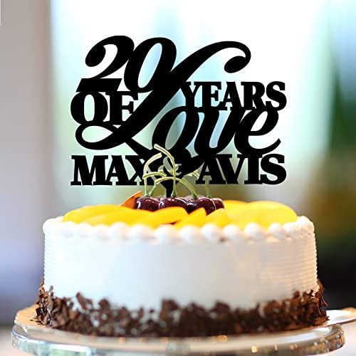 Tortenaufsatz mit Aufschrift "20 Years of Love", personalisierbar, Acryl, schwarz, Landhausstil, 20. Hochzeitstag, Partyzubehör, Jahrestag, Hochzeitsgeschenke für Ehemann/Ehefrau Tortenaufsatz mit Aufschrift "20 Years of Love", personalisierbar, Acryl, schwarz, Landhausstil, 20. Hochzeitstag, Partyzubehör, Jahrestag, Hochzeitsgeschenke für Ehemann/Ehefrau von CustonCares