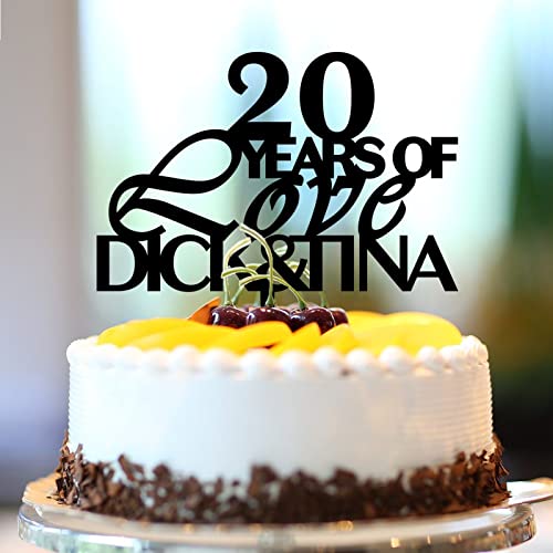 Tortenaufsatz mit Aufschrift "20 Years of Love", personalisierbar, rustikal, 20. Hochzeitstag, Partyzubehör, Hochzeitsgeschenke für Braut und Bräutigam, Acryl, Schwarz Tortenaufsatz mit Aufschrift "20 Years of Love", personalisierbar, rustikal, 20. Hochzeitstag, Partyzubehör, Hochzeitsgeschenke für Braut und Bräutigam, Acryl, Schwarz von CustonCares
