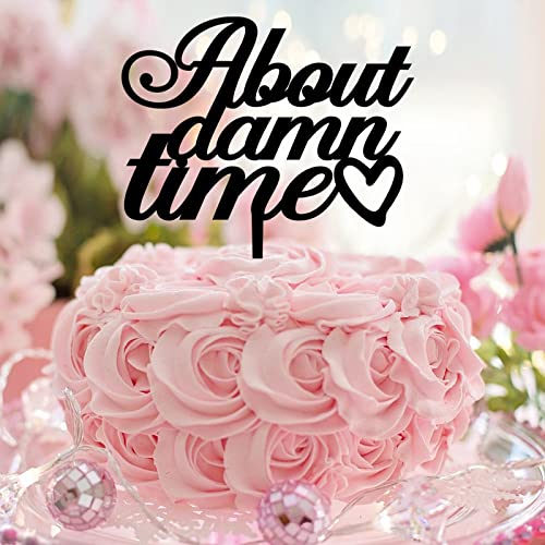 Tortenaufsatz mit Aufschrift "About Damn Time" "Mr and Mrs", rustikaler Hochzeits- und Verlobungsring, Acryl, schwarz, personalisierbar, lustiger Brautpaar, Kuchenaufsatz für Hochzeit, Brautparty Tortenaufsatz mit Aufschrift "About Damn Time" "Mr and Mrs", rustikaler Hochzeits- und Verlobungsring, Acryl, schwarz, personalisierbar, lustiger Brautpaar, Kuchenaufsatz für Hochzeit, Brautparty von CustonCares