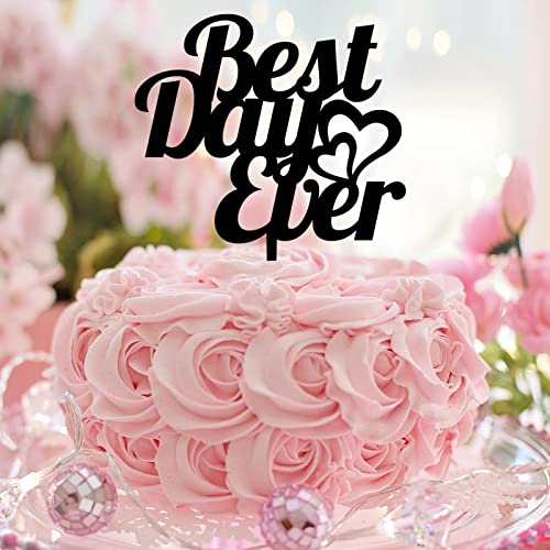Tortenaufsatz mit Aufschrift "Best Day Ever", personalisierbar, "Mr & Mrs", Acryl, schwarz, Braut und Bräutigam, romantische Kuchendekoration für Hochzeit, Verlobung, Party, Gastgeschenke Tortenaufsatz mit Aufschrift "Best Day Ever", personalisierbar, "Mr & Mrs", Acryl, schwarz, Braut und Bräutigam, romantische Kuchendekoration für Hochzeit, Verlobung, Party, Gastgeschenke von CustonCares