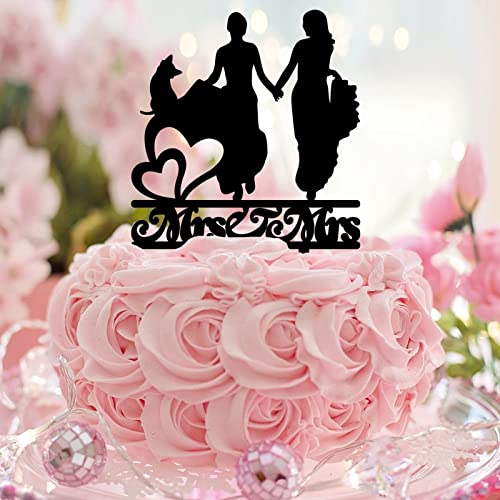 Tortenaufsatz mit Aufschrift "Mrs And Mrs", für Hochzeit, Party, Hochzeit, Hochzeit, mit Hund, Katze, Silhouette, 2 Frauen, personalisierbar, Name, Datum, Kuchendekoration, Lesbisches Paar, Geschenk Tortenaufsatz mit Aufschrift "Mrs And Mrs", für Hochzeit, Party, Hochzeit, Hochzeit, mit Hund, Katze, Silhouette, 2 Frauen, personalisierbar, Name, Datum, Kuchendekoration, Lesbisches Paar, Geschenk von CustonCares