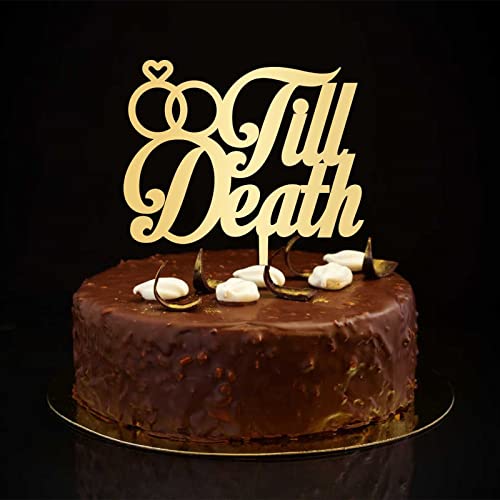 Tortenaufsatz mit Aufschrift "Till Death", Motiv: "Mr & Mrs", goldfarbene Silhouette, personalisierbar, Strandbraut und Bräutigam, Kuchendekoration für Hochzeit, Jahrestag, Party, Brautparty Tortenaufsatz mit Aufschrift "Till Death", Motiv: "Mr & Mrs", goldfarbene Silhouette, personalisierbar, Strandbraut und Bräutigam, Kuchendekoration für Hochzeit, Jahrestag, Party, Brautparty von CustonCares